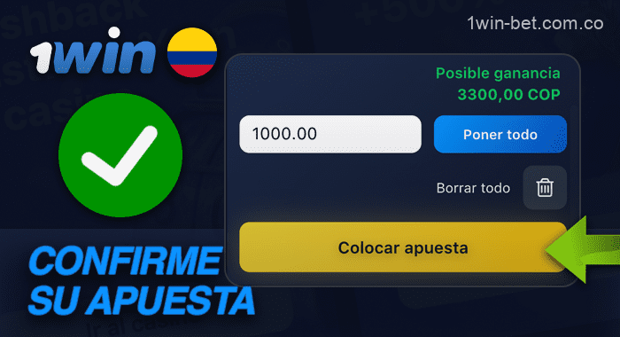Confirme su apuesta en 1win