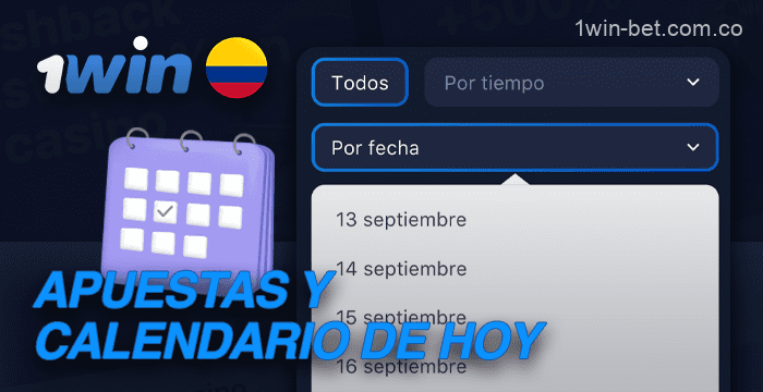 Calendario de partidos en el sitio de apuestas 1win
